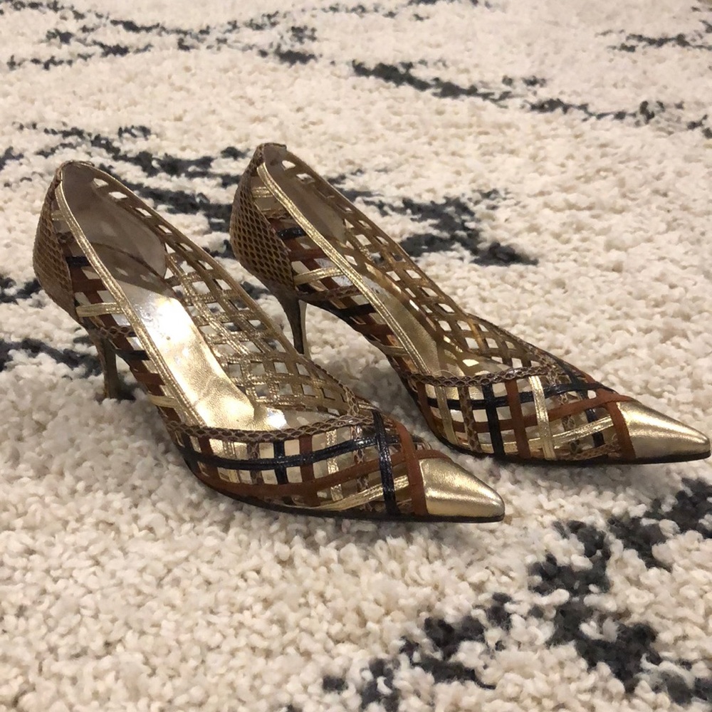 Dolce & Gabbana Gold / Brown Point Toe Heel